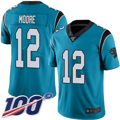 Carolina Panthers Limited Blue Men DJ Moore Alternate Jersey NFL Football #12 100th Season Vapor Untouchable->youth nfl jersey->Youth Jersey